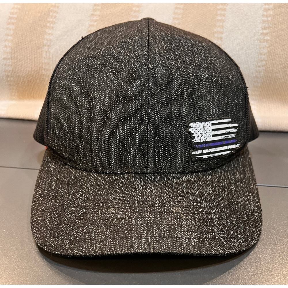 Pacific Headwear Trucker Hat Mens OSFA Gray Good Thin Blue Line Flag 110c Cap
